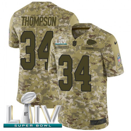 Nike Chiefs #34 Darwin Thompson Camo Super Bowl LIV 2020 Youth Stitched NFL Limited 2018 Salute To Service Jersey