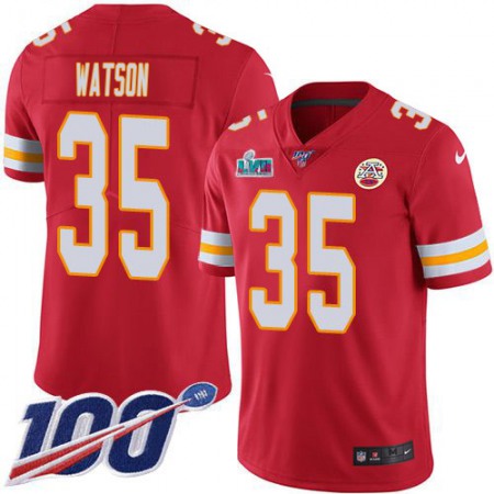 Nike Chiefs #35 Jaylen Watson Red Team Color Super Bowl LVII Patch Youth Stitched NFL 100th Season Vapor Limited Jersey