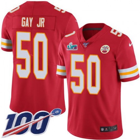 Nike Chiefs #50 Willie Gay Jr. Red Team Color Super Bowl LVII Patch Youth Stitched NFL 100th Season Vapor Limited Jersey