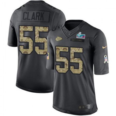 Nike Chiefs #55 Frank Clark Black Super Bowl LVII Patch Youth Stitched NFL Limited 2016 Salute to Service Jersey