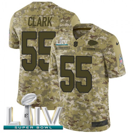 Nike Chiefs #55 Frank Clark Camo Super Bowl LIV 2020 Youth Stitched NFL Limited 2018 Salute To Service Jersey