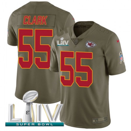 Nike Chiefs #55 Frank Clark Olive Super Bowl LIV 2020 Youth Stitched NFL Limited 2017 Salute To Service Jersey