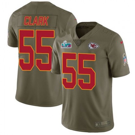 Nike Chiefs #55 Frank Clark Olive Super Bowl LVII Patch Youth Stitched NFL Limited 2017 Salute To Service Jersey