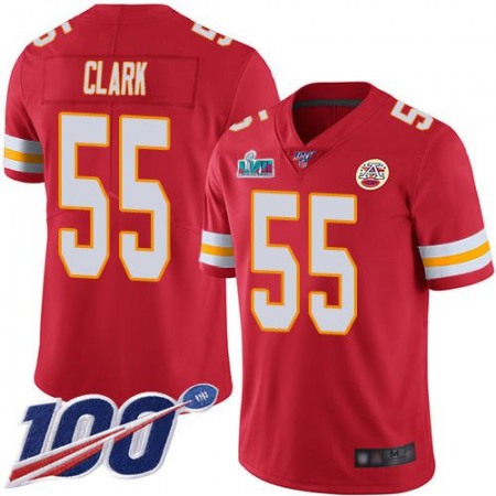 Nike Chiefs #55 Frank Clark Red Team Color Super Bowl LVII Patch Youth Stitched NFL 100th Season Vapor Limited Jersey