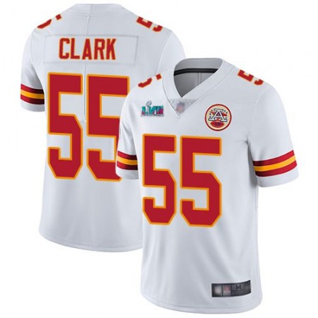 Nike Chiefs #55 Frank Clark White Super Bowl LVII Patch Youth Stitched NFL Vapor Untouchable Limited Jersey
