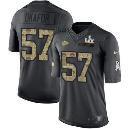 Nike Chiefs #57 Alex Okafor Black Youth Super Bowl LV Bound Stitched NFL Limited 2016 Salute to Service Jersey