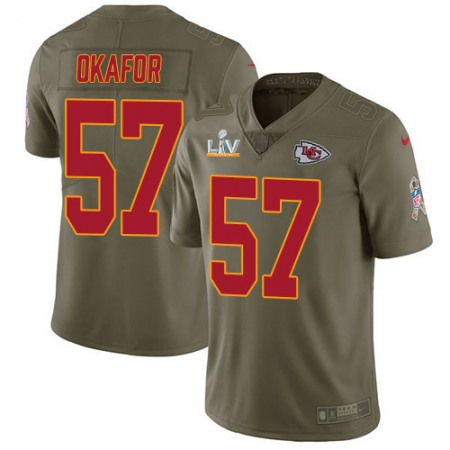 Nike Chiefs #57 Alex Okafor Olive Youth Super Bowl LV Bound Stitched NFL Limited 2017 Salute To Service Jersey