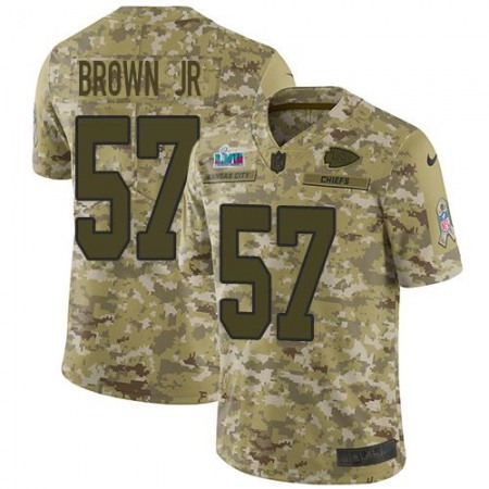 Nike Chiefs #57 Orlando Brown Jr. Camo Super Bowl LVII Patch Youth Stitched NFL Limited 2018 Salute To Service Jersey