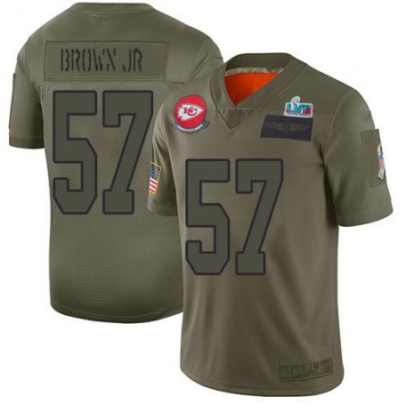 Nike Chiefs #57 Orlando Brown Jr. Camo Super Bowl LVII Patch Youth Stitched NFL Limited 2019 Salute To Service Jersey
