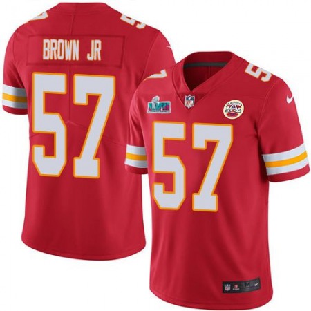 Nike Chiefs #57 Orlando Brown Jr. Red Team Color Super Bowl LVII Patch Youth Stitched NFL Vapor Untouchable Limited Jersey