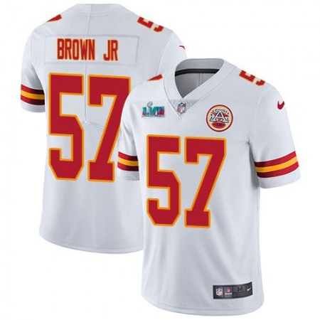Nike Chiefs #57 Orlando Brown Jr. White Super Bowl LVII Patch Youth Stitched NFL Vapor Untouchable Limited Jersey