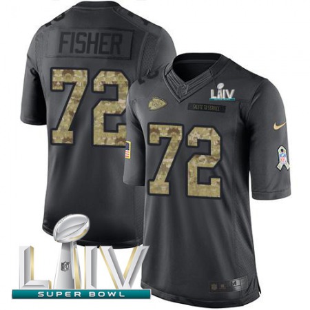 Nike Chiefs #72 Eric Fisher Black Super Bowl LIV 2020 Youth Stitched NFL Limited 2016 Salute to Service Jersey
