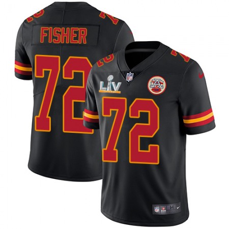 Nike Chiefs #72 Eric Fisher Black Youth Super Bowl LV Bound Stitched NFL Limited Rush Jersey