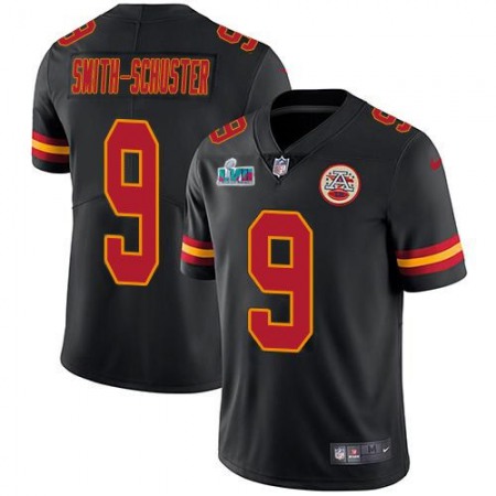 Nike Chiefs #9 JuJu Smith-Schuster Black Super Bowl LVII Patch Youth Stitched NFL Limited Rush Jersey