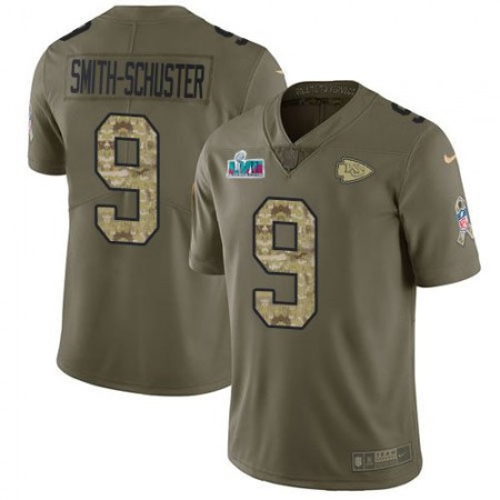 Nike Chiefs #9 JuJu Smith-Schuster Olive/Camo Super Bowl LVII Patch Youth Stitched NFL Limited 2017 Salute To Service Jersey