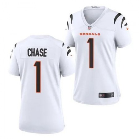 Cincinnati Bengals #1 Ja'Marr Chase White Nike Women's Game Jersey