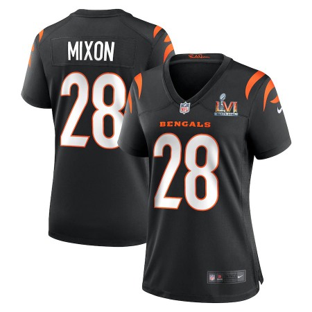 Cincinnati Bengals #28 Joe Mixon White Super Bowl LVI Patch Nike Women's Game Jersey