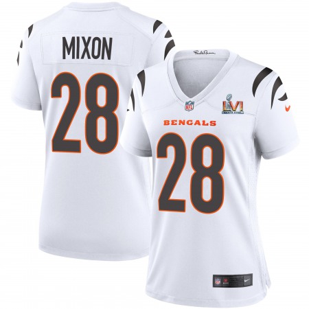 Cincinnati Bengals #28 Joe Mixon White Super Bowl LVI Patch Nike Women's Game Jersey