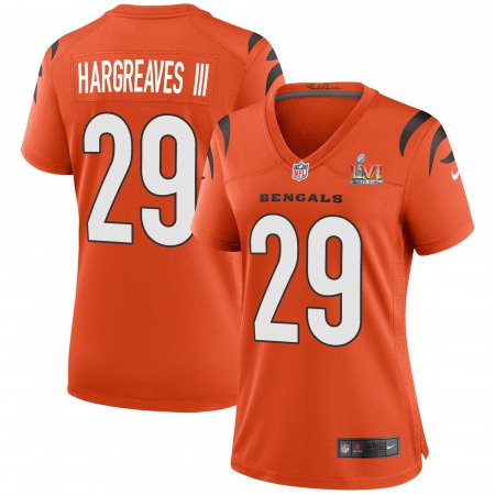 Cincinnati Bengals #29 Vernon Hargreaves III Orange Super Bowl LVI Patch Nike Women's Game Jersey