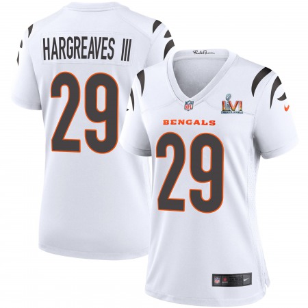 Cincinnati Bengals #29 Vernon Hargreaves III White Super Bowl LVI Patch Nike Women's Game Jersey
