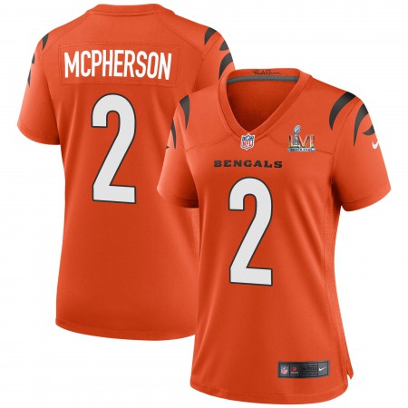 Cincinnati Bengals #2 Evan McPherson Orange Super Bowl LVI Patch Nike Women's Game Jersey