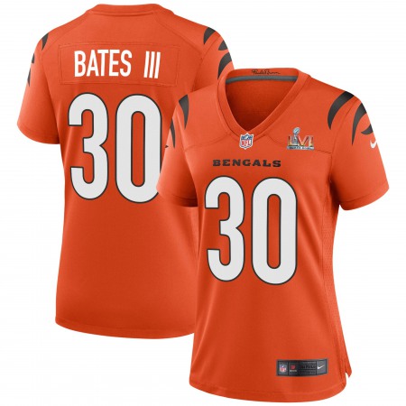 Cincinnati Bengals #30 Jessie Bates Orange Super Bowl LVI Patch Nike Women's Game Jersey