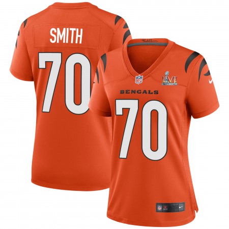 Cincinnati Bengals #70 D'Ante Smith Orange Super Bowl LVI Patch Nike Women's Game Jersey
