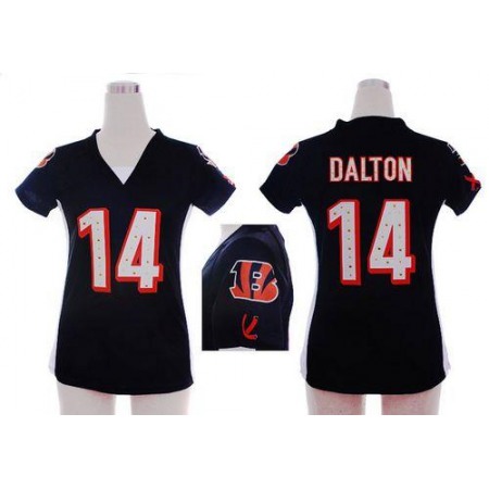 Nike Bengals #14 Andy Dalton Black Team Color Draft Him Name & Number Top Women's Stitched NFL Elite Jersey