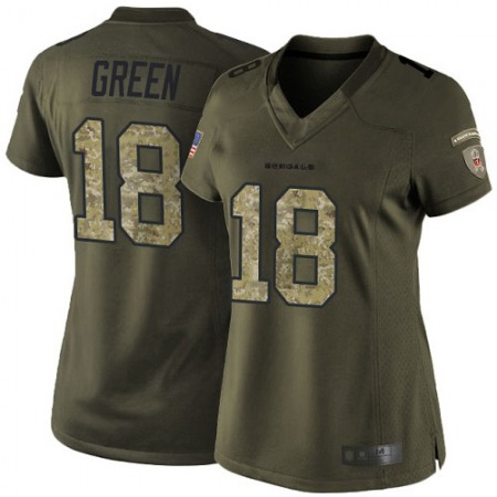 Nike Bengals #18 A.J. Green Green Women's Stitched NFL Limited 2015 Salute to Service Jersey
