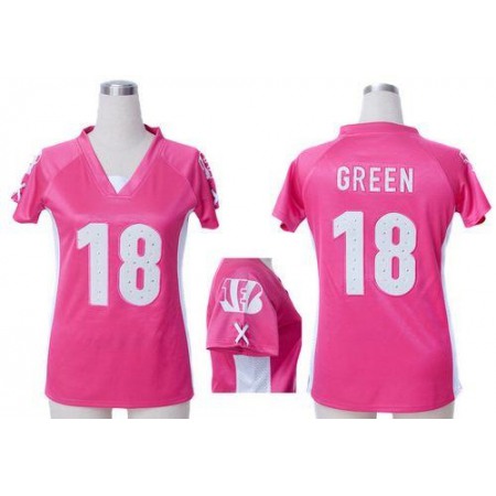 Nike Bengals #18 A.J. Green Pink Draft Him Name & Number Top Women's Stitched NFL Elite Jersey