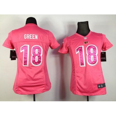 Nike Bengals #18 A.J. Green Pink Sweetheart Women's Stitched NFL Elite Jersey
