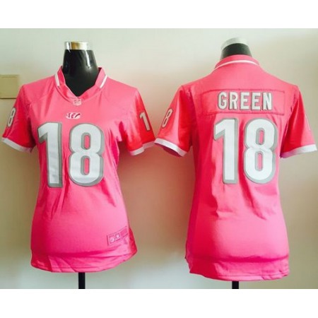 Nike Bengals #18 A.J. Green Pink Women's Stitched NFL Elite Bubble Gum Jersey
