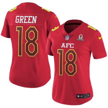 Nike Bengals #18 A.J. Green Red Women's Stitched NFL Limited AFC 2017 Pro Bowl Jersey