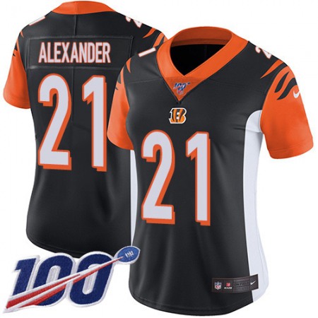 Nike Bengals #21 Mackensie Alexander Black Team Color Women's Stitched NFL 100th Season Vapor Untouchable Limited Jersey