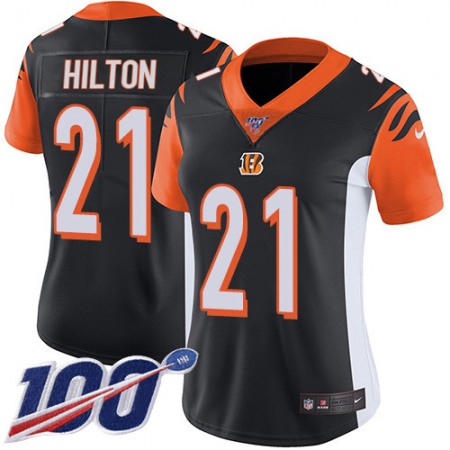 Nike Bengals #21 Mike Hilton Black Team Color Women's Stitched NFL 100th Season Vapor Untouchable Limited Jersey