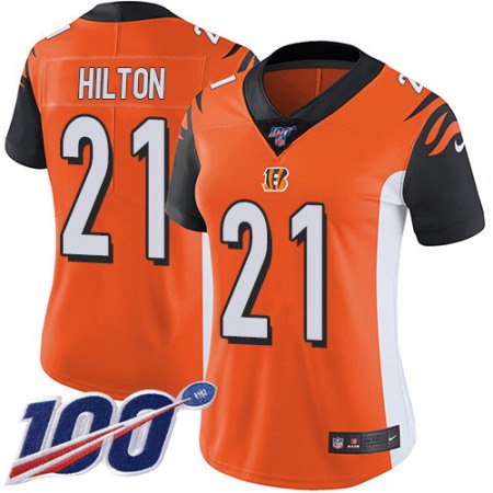 Nike Bengals #21 Mike Hilton Orange Alternate Women's Stitched NFL 100th Season Vapor Untouchable Limited Jersey