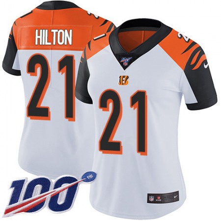 Nike Bengals #21 Mike Hilton White Women's Stitched NFL 100th Season Vapor Untouchable Limited Jersey