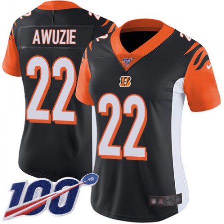 Nike Bengals #22 Chidobe Awuzie Black Team Color Women's Stitched NFL 100th Season Vapor Untouchable Limited Jersey