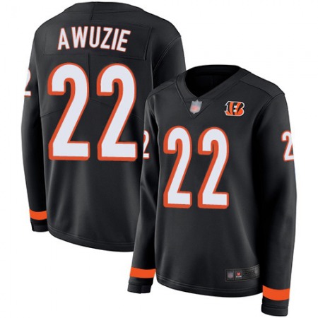 Nike Bengals #22 Chidobe Awuzie Black Team Color Women's Stitched NFL Limited Therma Long Sleeve Jersey