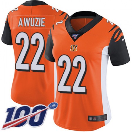 Nike Bengals #22 Chidobe Awuzie Orange Alternate Women's Stitched NFL 100th Season Vapor Limited Jersey