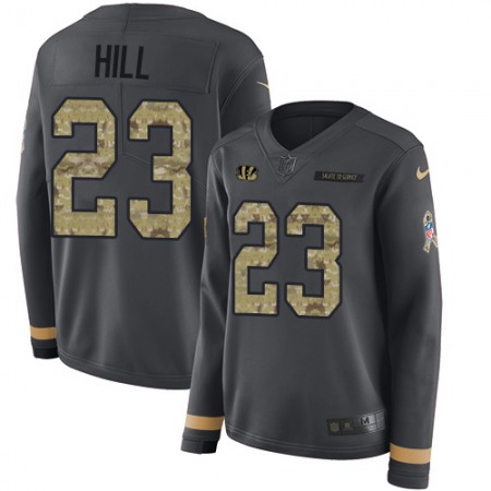 Nike Bengals #23 Daxton Hill Anthracite Salute to Service Women's Stitched NFL Limited Therma Long Sleeve Jersey