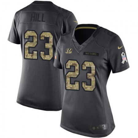 Nike Bengals #23 Daxton Hill Black Women's Stitched NFL Limited 2016 Salute to Service Jersey