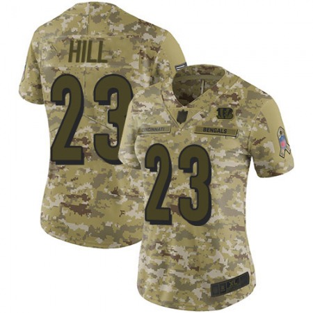 Nike Bengals #23 Daxton Hill Camo Women's Stitched NFL Limited 2018 Salute To Service Jersey