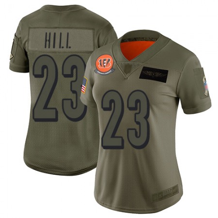 Nike Bengals #23 Daxton Hill Camo Women's Stitched NFL Limited 2019 Salute To Service Jersey