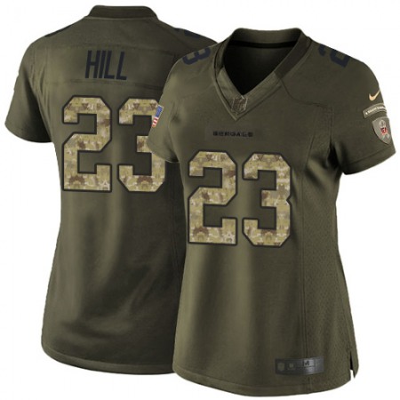 Nike Bengals #23 Daxton Hill Green Women's Stitched NFL Limited 2015 Salute to Service Jersey