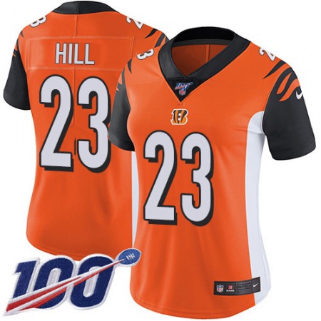 Nike Bengals #23 Daxton Hill Orange Alternate Women's Stitched NFL 100th Season Vapor Untouchable Limited Jersey