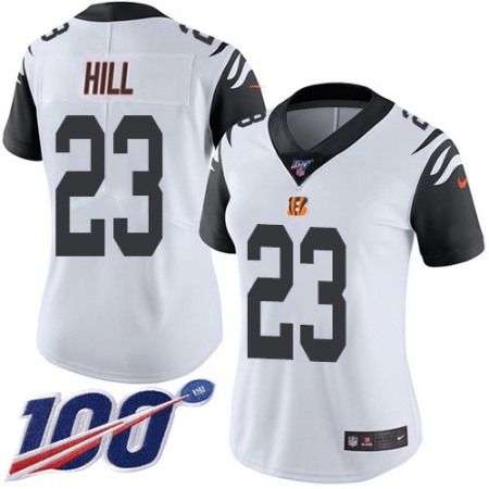 Nike Bengals #23 Daxton Hill White Women's Stitched NFL Limited Rush 100th Season Jersey