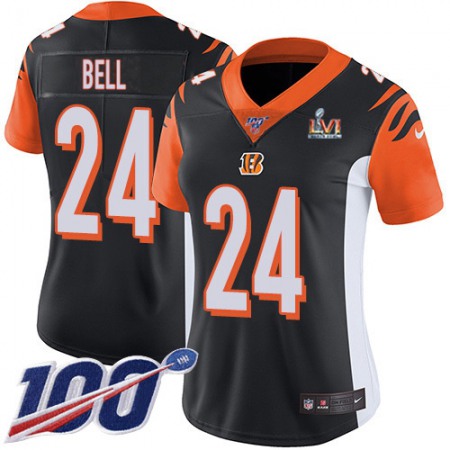 Nike Bengals #24 Vonn Bell Black Team Color Super Bowl LVI Patch Women's Stitched NFL 100th Season Vapor Untouchable Limited Jersey