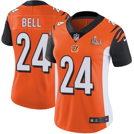 Nike Bengals #24 Vonn Bell Orange Alternate Super Bowl LVI Patch Women's Stitched NFL Vapor Untouchable Limited Jersey
