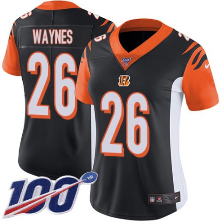 Nike Bengals #26 Trae Waynes Black Team Color Women's Stitched NFL 100th Season Vapor Untouchable Limited Jersey